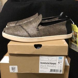 Toms Deconstructed Alpargata Black Metallic Woven